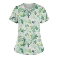 Žene ljetne vrhove okrugli dekolte grafički otisci Bluza Radna odjeća Žene kratkih rukava Green 4xl