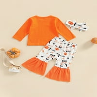 Bagilaanoe Toddler Baby Girl Halloween Outfits Pisma Ispis majica s dugim rukavima + bundeve pantalone za pantalone za puckanje 3T Set za jesenje zajmova