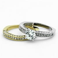 Ženski prstenovi dvotonski IP zlatni prsten od nehrđajućeg čelika 316L sa AAA razredom CZ u Clear TK1284