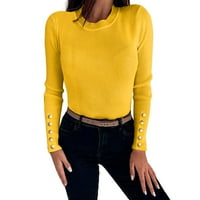 Dukseri pulover za žene Dugi pulover Dukseri Lagani zimski odjevni žuto m