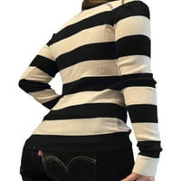 Žene Vintage Striped Dugme Top Dugi rukav Y2K Thirt Slim Fit Bluza Tee 90-ih E-Girl Streetwear