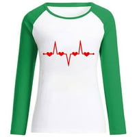 Prodaja Ženske košulje za Valentinovo ženska zgodna bluza od raglan valentine EKG grafički tisak ljubitelja