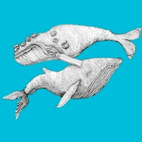 Par plesa kitova Muški tirkizni plavi grafički tee - Dizajn ljudi