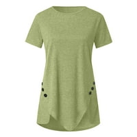 Plus veličine za žene Solid Boja meka bočna ruka prosijana gumb bluze lagana posadna kratka majica kratkih