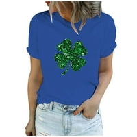 Ženski ljetni vrhovi Ženski casual kratkih rukava Saint Patrickov dan Ispis košulja za okrugli vrat TOPS Ladies Top Blue 2xl