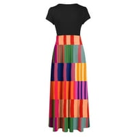 Jesenske haljine za žene za odmor modna cvjetna print crewneck kratka rukava tunika Flowy Swing Maxi