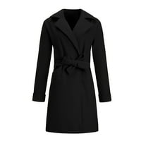 Kaputi za žene dugi klirens Čvrsta boja Dugi rukav vuneni kaput jakna dugačak kaput dugačak kaput sa