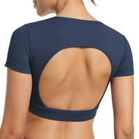Xmarks Women Open Back TEE gornji dijelovi sa uklonjivim jastukom za vezu bez leđa Brasta izlaska majica
