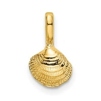 Carat u karatsu 14k žuto zlato mini školjka privjesak šarm sa 14k žutom zlatnom laganom konopcu ogrlicu 20 ''