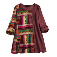 Ženski etnički vjetar kolizion sudari za dugih rukava s dugim rukavima u boji za pulover TOP T Majica