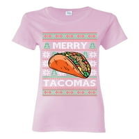 Divlji Bobby veseli Tacomas Holiday Taco Lover Ugly Božićni džemper Žene Grafički tee, svijetlo ružičasta,