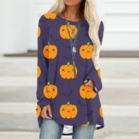 ERSAZI prevelizirani kardigan ženski modni pulover okrugli vrat Halloween Print casual majica na klirensu