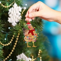 Eguiwyn akrilni privjesak Božićni pileći akrilni ukrasi Božić ukrasi sa božićnim šalcem pileći božićni