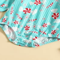 Meihuida Baby Romper Candy Crutch Snowflake Print okrugli vrat Dugi rukav BodySuit, 0- mjeseci