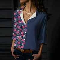 Udobna odjeća za žene Bluze za slobodno vrijeme dugih rukava modni izrez T majice Trendy tiskana tee