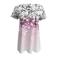 Gotyou Proljeće vrhovi moći ženski labav ljeto tiskani V-izrez majica s kratkim rukavima, ružičasti