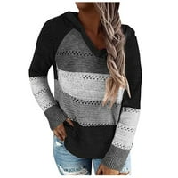 Knosfena žena pulover bez nacrta dugih rukava plus veličine dukseva boja blok dukserice s kapuljačom
