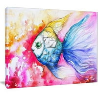 Dizajnerska umjetnost 'Plava riba na crvenoj pozadini' Slikanje ispisa na zamotanom platnu