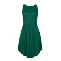 Ženske oblače V-izrez casual mini odlična mini haljina bez rukava zelena s