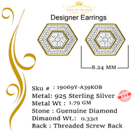 Kralj Bling-a 0,33ct dijamant srebrni žuti hip hop Stud za muške minđuše