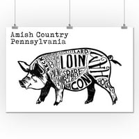 Amish Country, Pennsylvania - Mesari blokiraju rezanje mesa - crna svinja na bijelom - umjetničkoj radovi