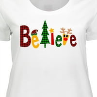 Inktastično vjerujte da je plairano božićno drvo i ženska majica za žene plus veličine