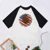 CLlios muške košulje od 4. jula Patriotska američka zastava Grafičke majice Labavi fit okrugli vrat Top patchwork prozračne majice kratkih rukava