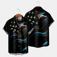 Muška moda i slobodno vrijeme 3D digitalni ispis kopča reverl majica kratkih rukava Top Black XXXL
