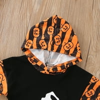 Binwwede Baby Halloween Romper, Djevojke Dječaci dugih rukava s kapuljačom vrat bundeve bat Print casual