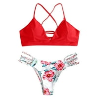 Ženski bikinis cvjetni push ups dvije rez tankinis set kupaći kostimi