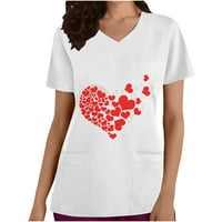 Njoeus prevelike majice za žene Žene Ljetne vrhove kratkih rukava Ženska Valentinovo V-izrez za Valentinovo