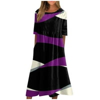 Amousa Fashion Ženski casual okrugli vrat Fashion Print Pulover kratkih rukava Labava haljina