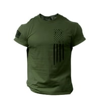 Yubnlvae muns majica muške tiskane majice Američka zastava uznemirena o vratnim kratkim rukavima bluza