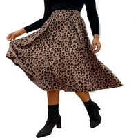 Elegantni leopard Ispis Flared Brown Ženske suknje