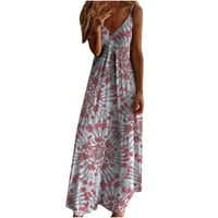 Ženska haljina, dame maxi haljina bez rukava Bohemian Beach Vintage haljina Bagerg labav cvjetni tiskani