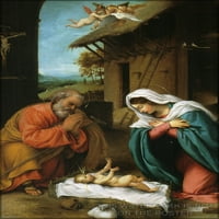 24 X36 Galerija poster, rođenje Isusa Krista Lorenzo Lotto Roditetiv