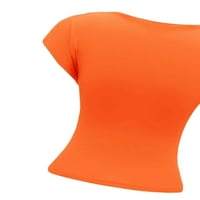 Ženske seksi obične okrugle vrata narančaste majice m