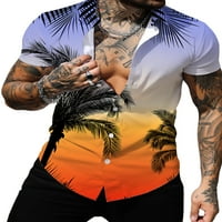 Eyicmarn muškarci Ljetne havajske majice, tropsko kratki rukav rašireni ovratnik na plaži majice
