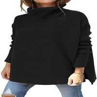 Ženske turtleneck prevelike džempere padaju dugačak rukav s pulovernim rukavima s dugim rukom od tunike