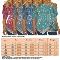 Beiwei Dame Baggy Geometric Print Tunic Bluse Crew Boja boja Blok Tee Dugi rukavi za odmor Green M