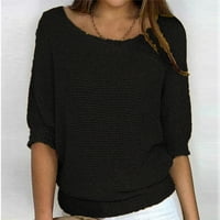 Ženski rukav okrugli vrat pletiva za zvežnice Comfort džemper crna veličina XL