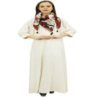 Bimba ženska maxi haljina sa reselnim šal boho-belim ljetnim haljinama-18