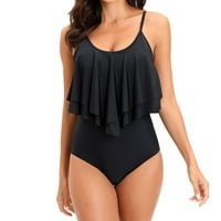 Ženski kupaći kupaći kostim dvostruki ramena bez leđa, čvrsti konzervativni kupaći kostim