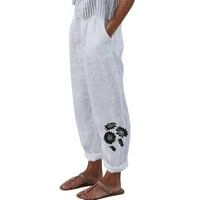 LisingTool Jumpsuits za žene obrezirane hlače za žene uredske kapri hlače sa džepovima širokim nogama