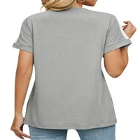 Rejlun dame majica kratki rukav majica V izrez Ljetni vrhovi casual pulover osnovni rad Tee Sivi XXL