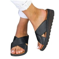 DMQupv ženske i vanjske sandale i slajdovi rimske sandale cipele debele klinove ženske leopard sandale