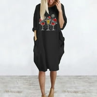 Ležerne ljetne haljine za ženske haljine za sunčanje Crta s dugim rukavima, crna m