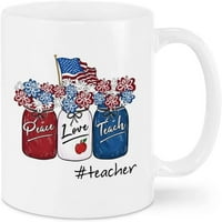 Mir Love Učite američki šolja za kavu za zastavu za učitelja od učenika S 4. jula smiješni pokloni 15oz