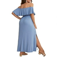 Majčinska elegantna obična linija sa ramena Plave haljine xxl