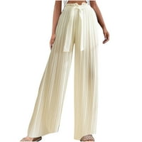 Ženske hlače velike struke nazivne hlače na plišanim protočnim pantalonama Ležerne prilike elastične crkvene čvrste draped duge hlače
